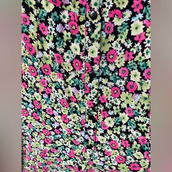 Zara✨Floral Print Green Pink Midi Dress - Picture 11 of 12